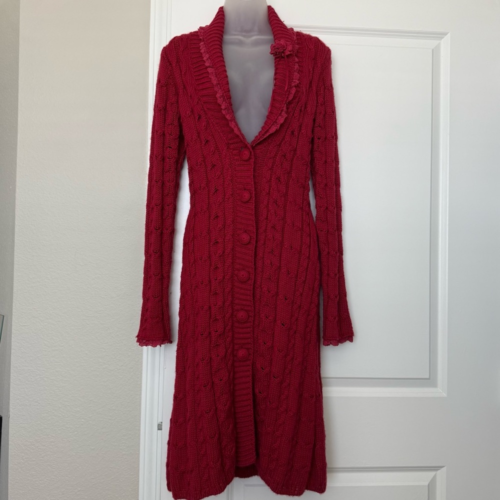 RARE Y2K Betsey Johnson Duster Knit Sweater | Coquette Cozy Valentines sweater M